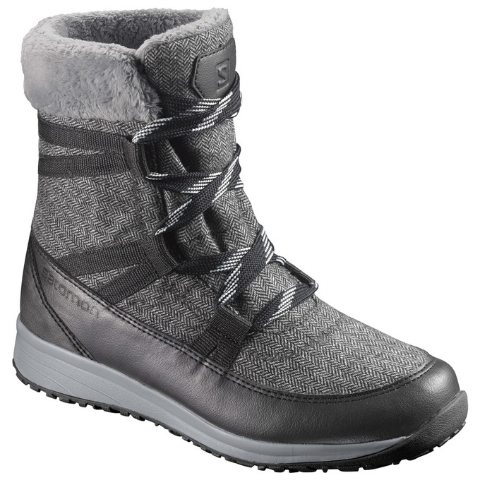 Bottes Hiver Salomon Femme Grise / Noir - Salomon HEIKA CS WP - France (4916-STJXD)